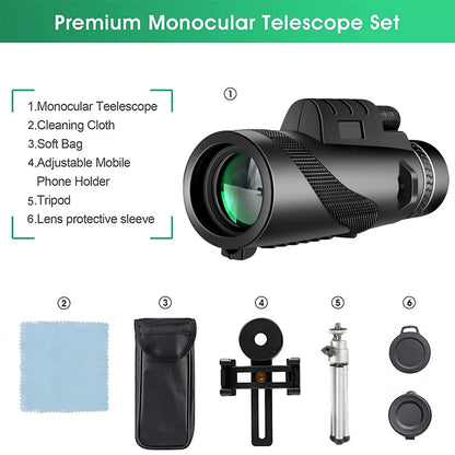 HD Zoom Monocular Telescope with Tripod