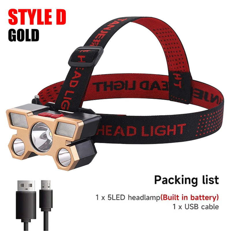 Rechargeable 5 LED Headlamp